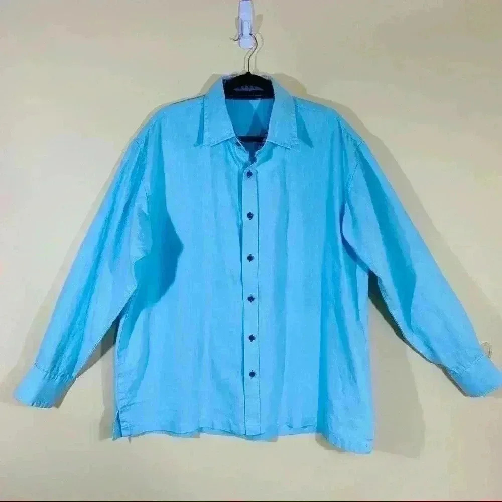Made In Ghana African Linen Handmade Tribal Pattern Lined Button Down Shirt